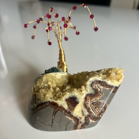 Other - Septarian cluster yellow base with a July willow tree